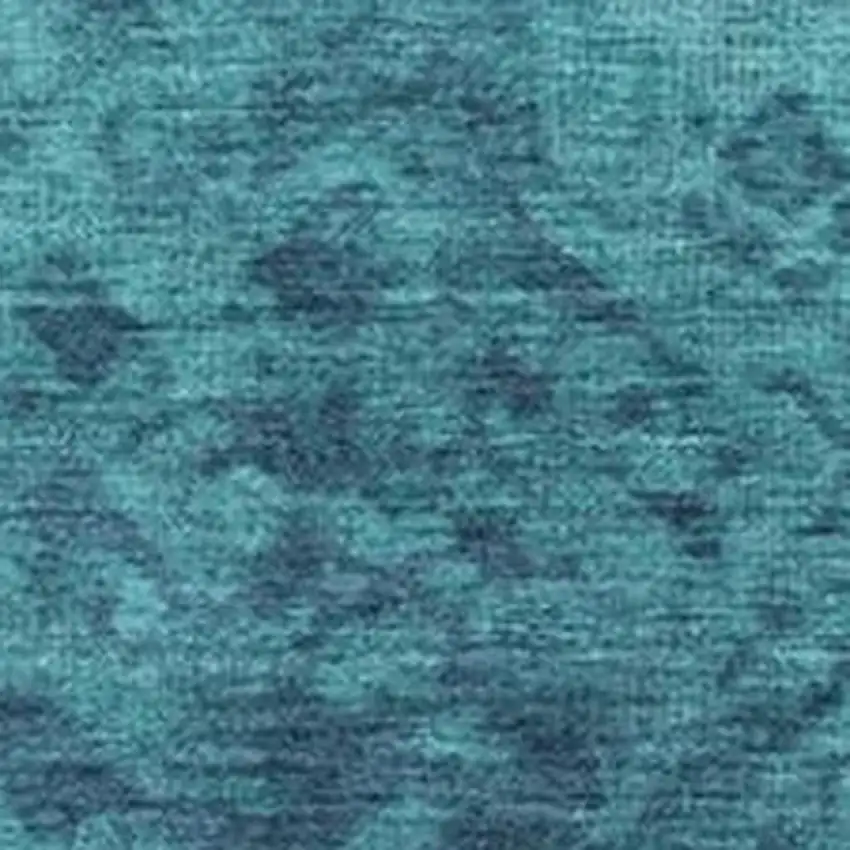 Teal Blue And Ivory Damask Washable Indoor Outdoor Area Rug Photo 3