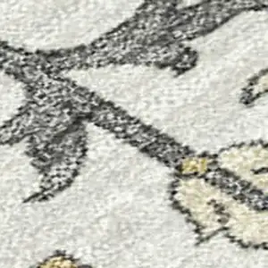 Photo of Teal Blue And Ivory Floral Medallion Washable Indoor Outdoor Area Rug