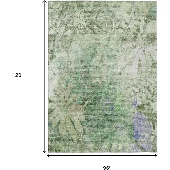 Teal Blue And Ivory Floral Washable Indoor Outdoor Area Rug Photo 3