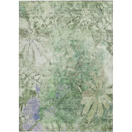 Teal Blue And Ivory Floral Washable Indoor Outdoor Area Rug Photo 5