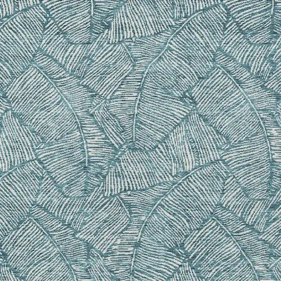 Teal Blue And Ivory Floral Washable Indoor Outdoor Area Rug Photo 6