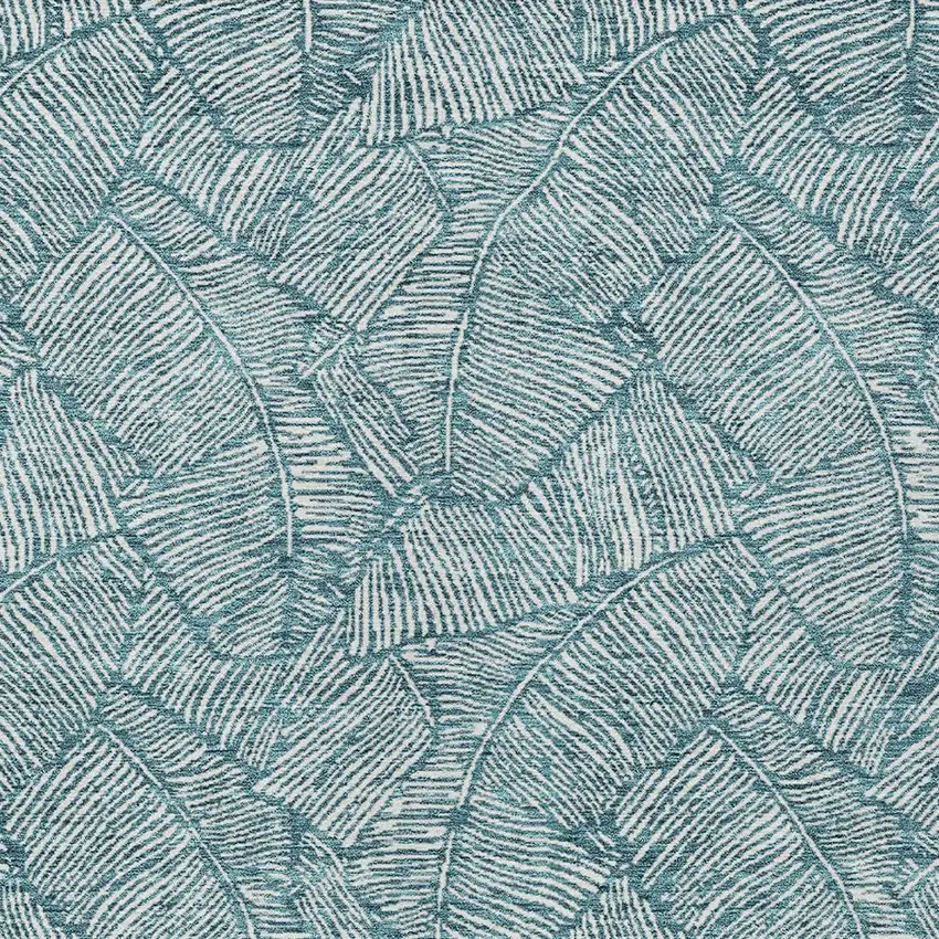 Teal Blue And Ivory Floral Washable Indoor Outdoor Area Rug Photo 6