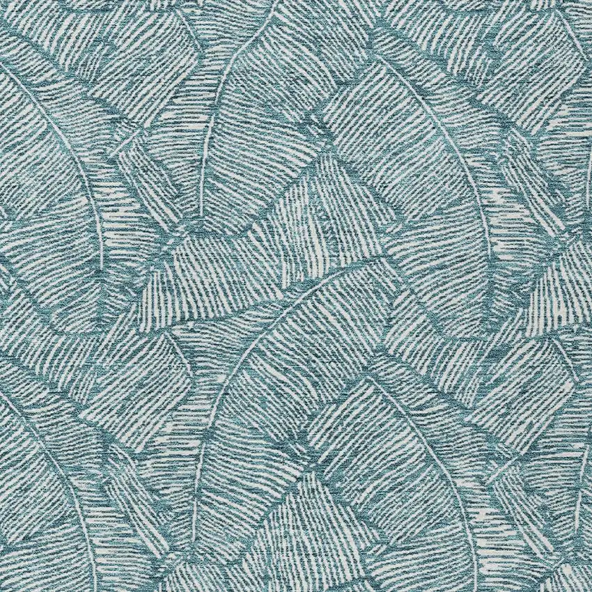 Teal Blue And Ivory Floral Washable Indoor Outdoor Area Rug Photo 6