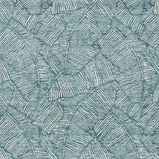 Teal Blue And Ivory Floral Washable Indoor Outdoor Area Rug Photo 6