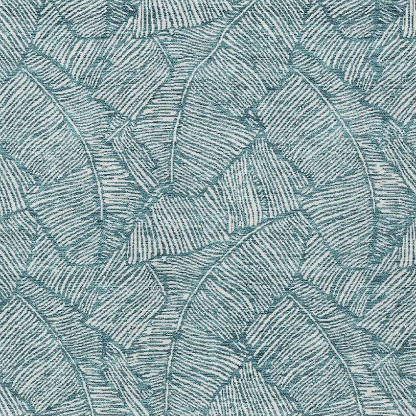 Teal Blue And Ivory Floral Washable Indoor Outdoor Area Rug Photo 6
