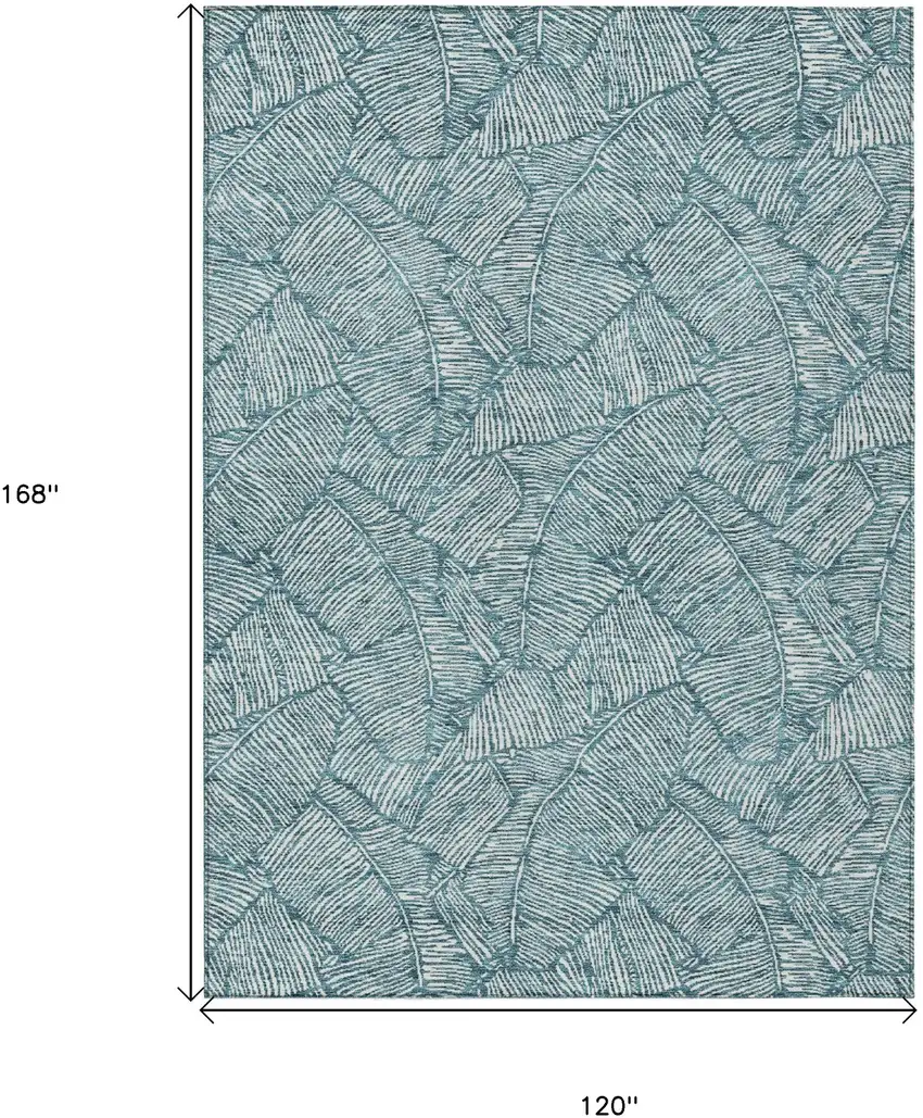 Teal Blue And Ivory Floral Washable Indoor Outdoor Area Rug Photo 3