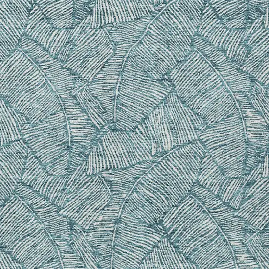 Teal Blue And Ivory Floral Washable Indoor Outdoor Area Rug Photo 6