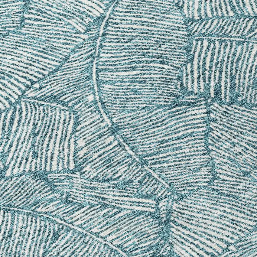 Teal Blue And Ivory Floral Washable Indoor Outdoor Area Rug Photo 8