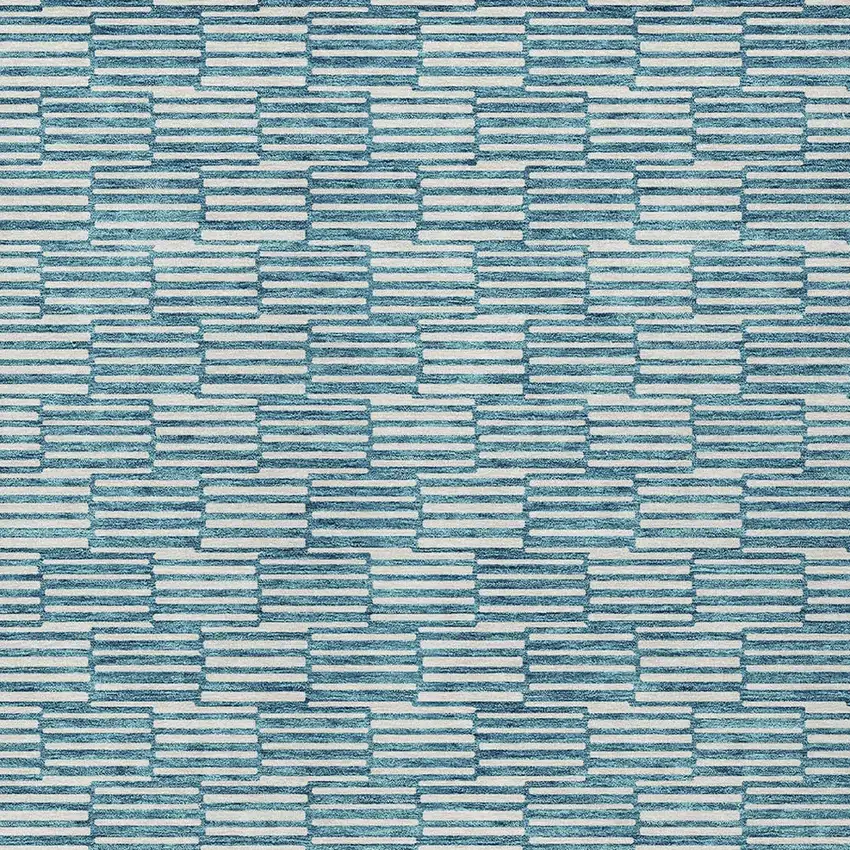 Teal Blue And Ivory Geometric Washable Indoor Outdoor Area Rug Photo 6