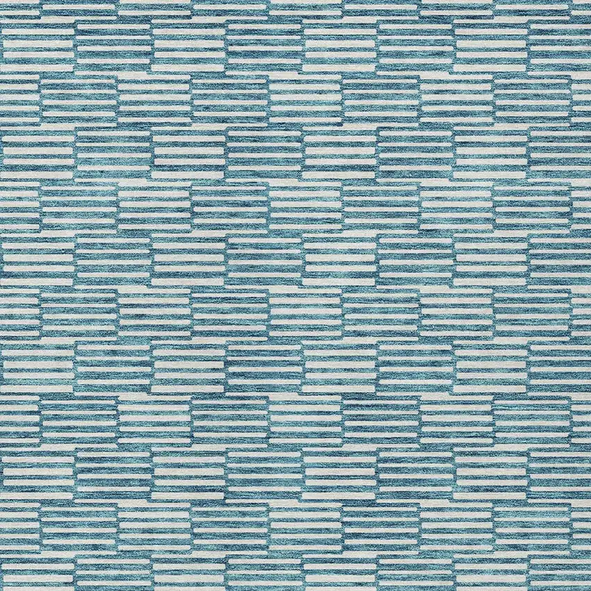 Teal Blue And Ivory Geometric Washable Indoor Outdoor Area Rug Photo 6