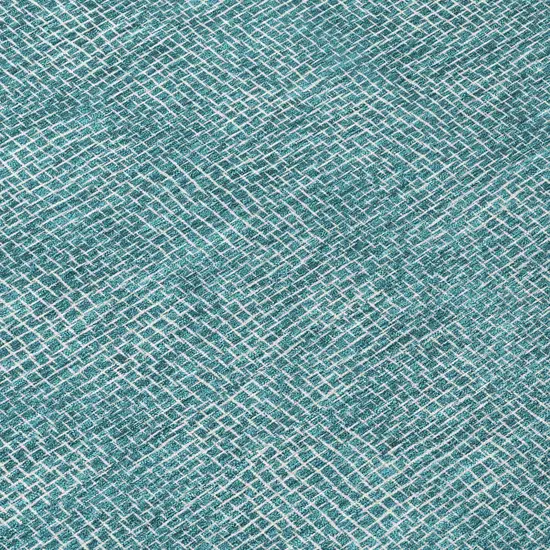 Teal Blue And Ivory Geometric Washable Indoor Outdoor Area Rug Photo 8