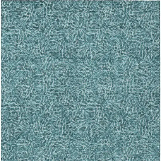Teal Blue And Ivory Geometric Washable Indoor Outdoor Area Rug Photo 6