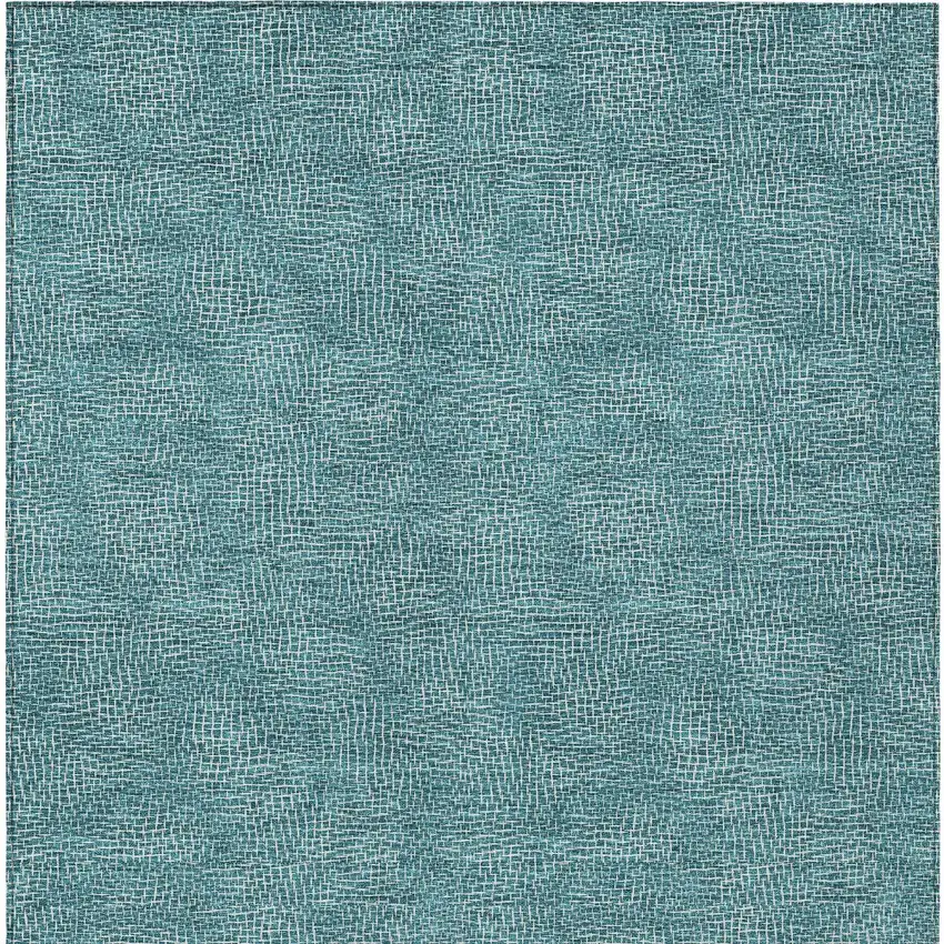 Teal Blue And Ivory Geometric Washable Indoor Outdoor Area Rug Photo 6