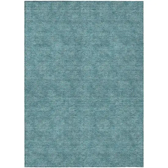 Teal Blue And Ivory Geometric Washable Indoor Outdoor Area Rug Photo 2