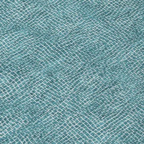 Teal Blue And Ivory Geometric Washable Indoor Outdoor Area Rug Photo 8