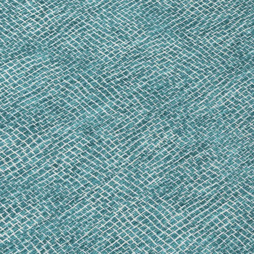 Teal Blue And Ivory Geometric Washable Indoor Outdoor Area Rug Photo 8