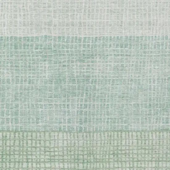 Teal Blue And Ivory Geometric Washable Indoor Outdoor Area Rug Photo 4