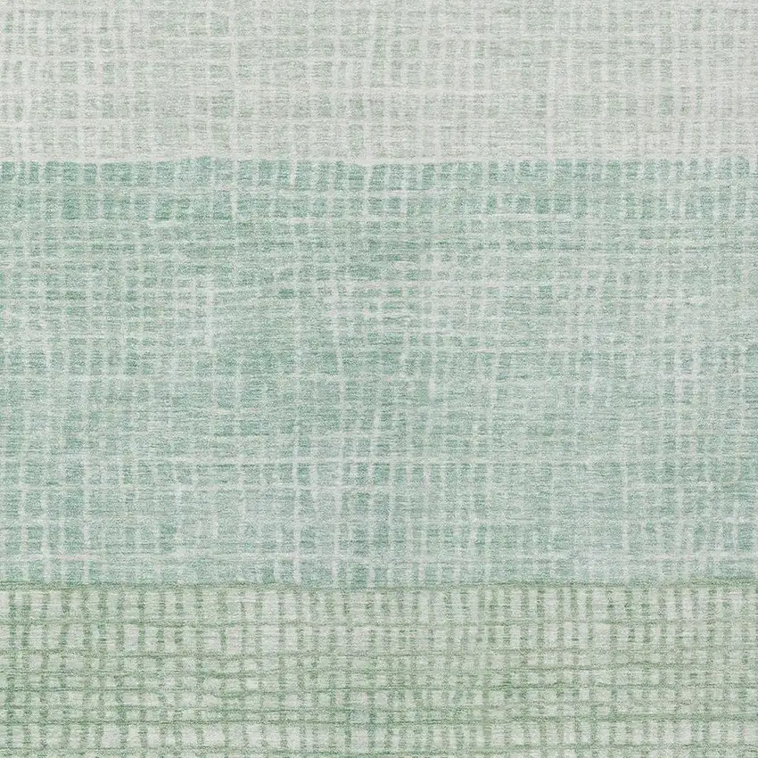 Teal Blue And Ivory Geometric Washable Indoor Outdoor Area Rug Photo 4