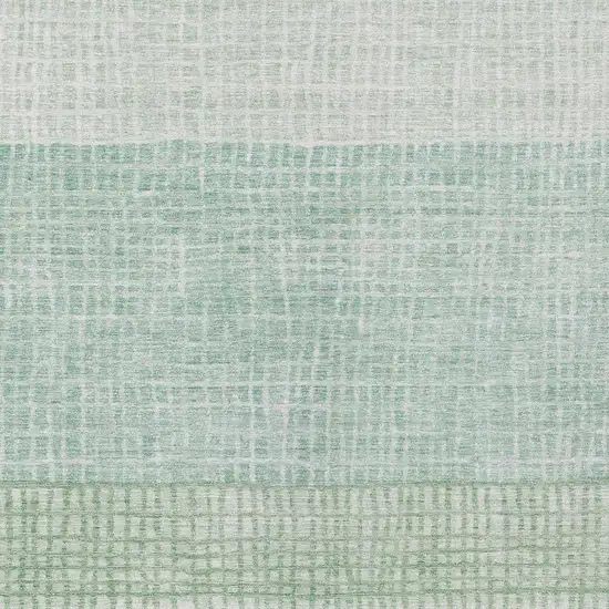 Teal Blue And Ivory Geometric Washable Indoor Outdoor Area Rug Photo 4
