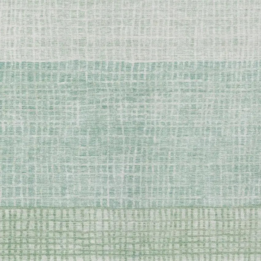 Teal Blue And Ivory Geometric Washable Indoor Outdoor Area Rug Photo 4