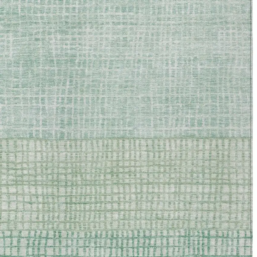 Teal Blue And Ivory Geometric Washable Indoor Outdoor Area Rug Photo 4