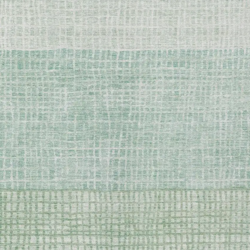 Teal Blue And Ivory Geometric Washable Indoor Outdoor Area Rug Photo 4