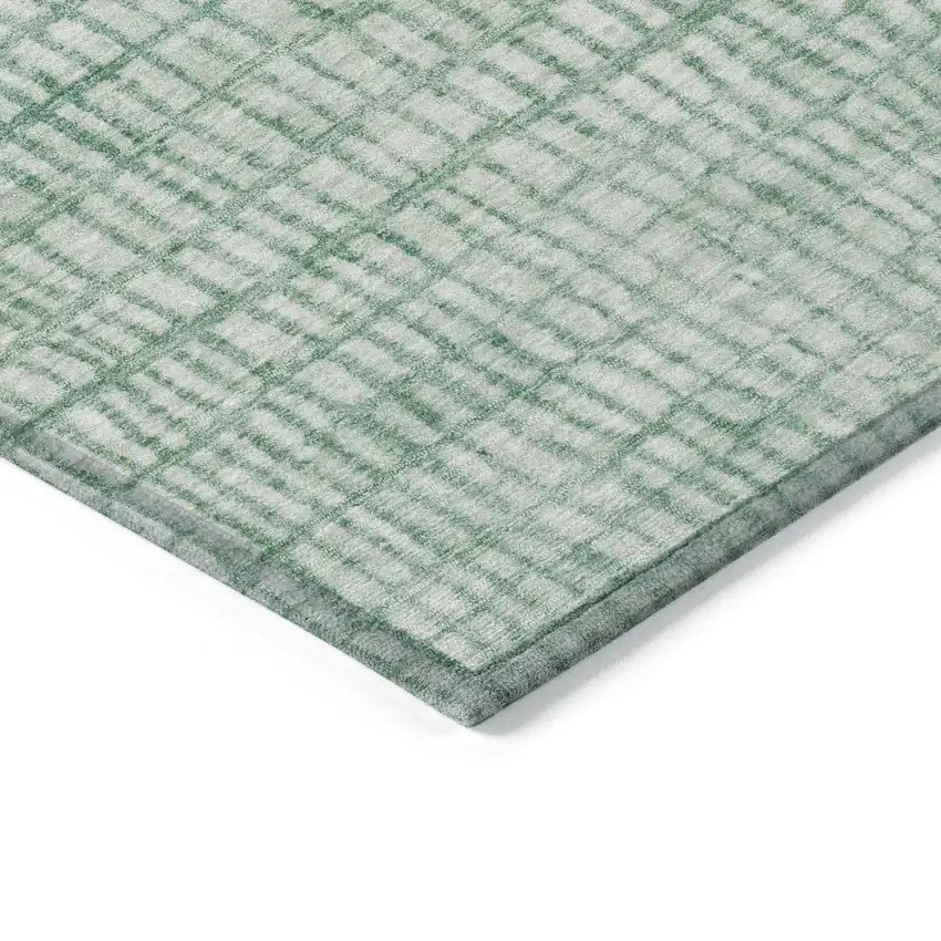 Teal Blue And Ivory Geometric Washable Indoor Outdoor Area Rug Photo 9