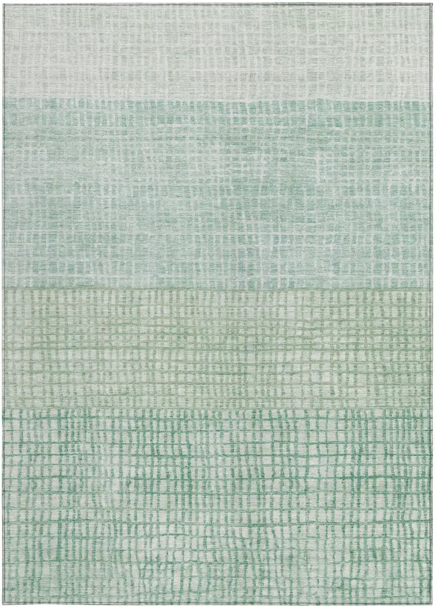 Teal Blue And Ivory Geometric Washable Indoor Outdoor Area Rug Photo 3