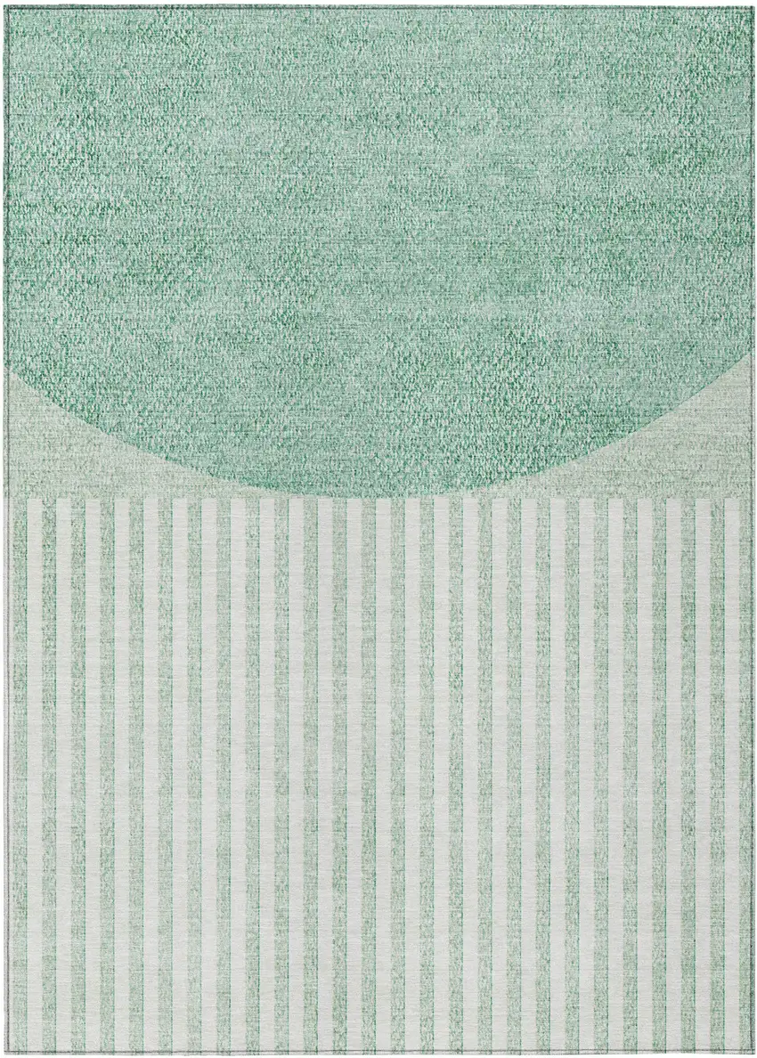 Teal Blue And Ivory Geometric Washable Indoor Outdoor Area Rug Photo 1
