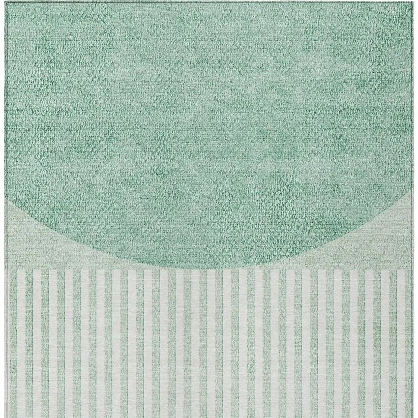 Teal Blue And Ivory Geometric Washable Indoor Outdoor Area Rug Photo 5
