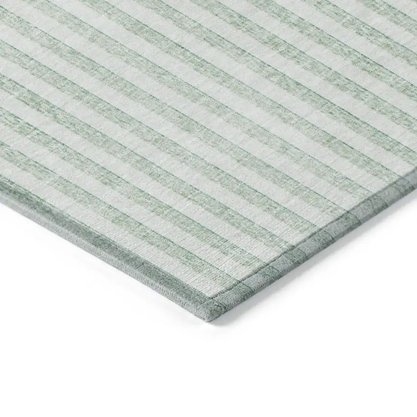 Teal Blue And Ivory Geometric Washable Indoor Outdoor Area Rug Photo 4