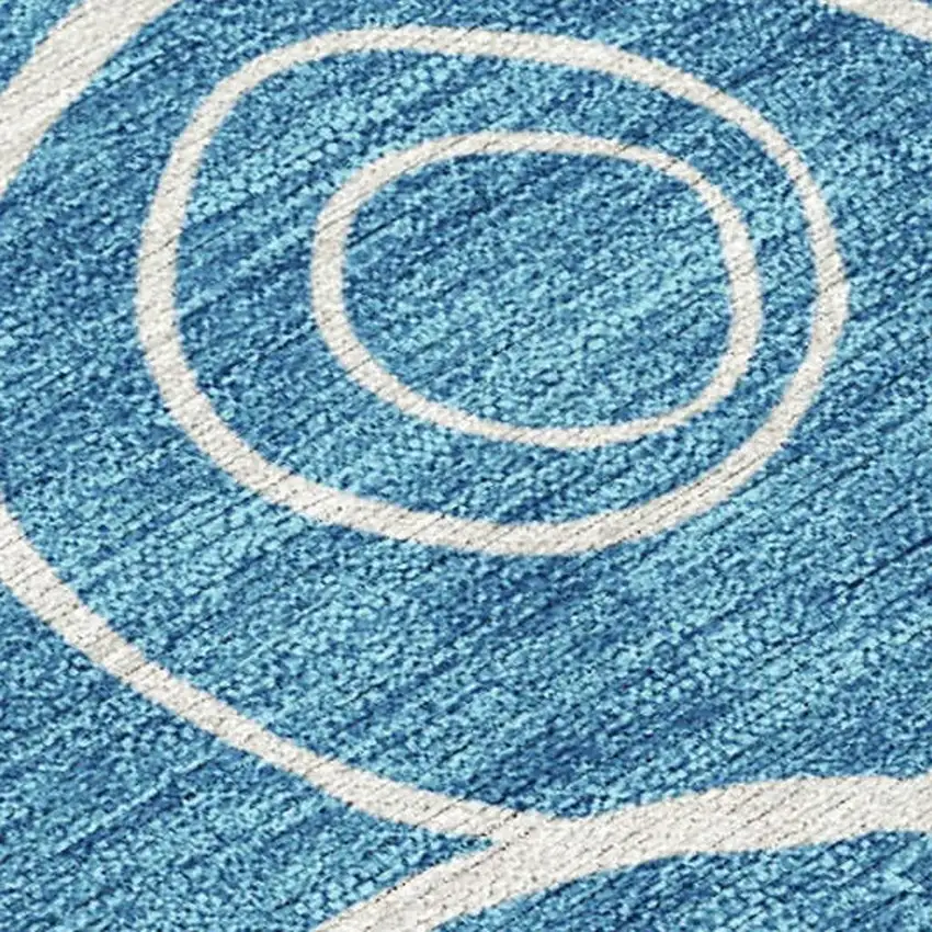 Teal Blue And Ivory Geometric Washable Indoor Outdoor Area Rug Photo 2