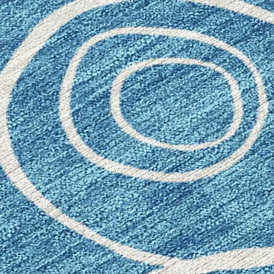 Teal Blue And Ivory Geometric Washable Indoor Outdoor Area Rug Photo 2