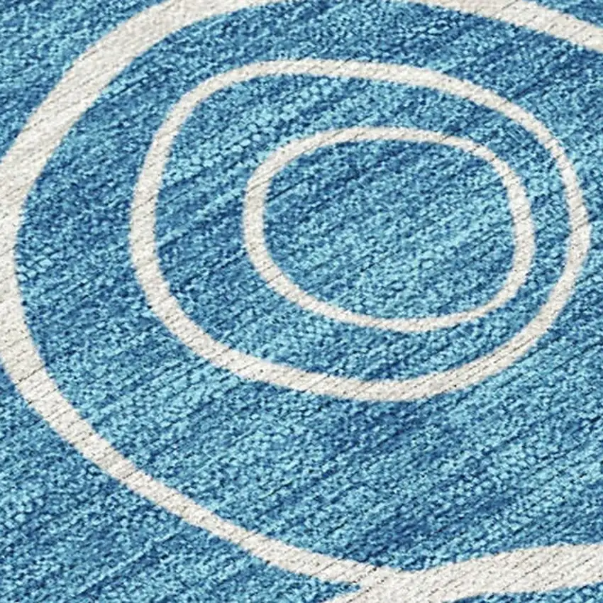 Teal Blue And Ivory Geometric Washable Indoor Outdoor Area Rug Photo 2