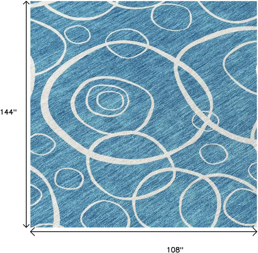 Teal Blue And Ivory Geometric Washable Indoor Outdoor Area Rug Photo 7