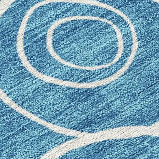 Teal Blue And Ivory Geometric Washable Indoor Outdoor Area Rug Photo 2