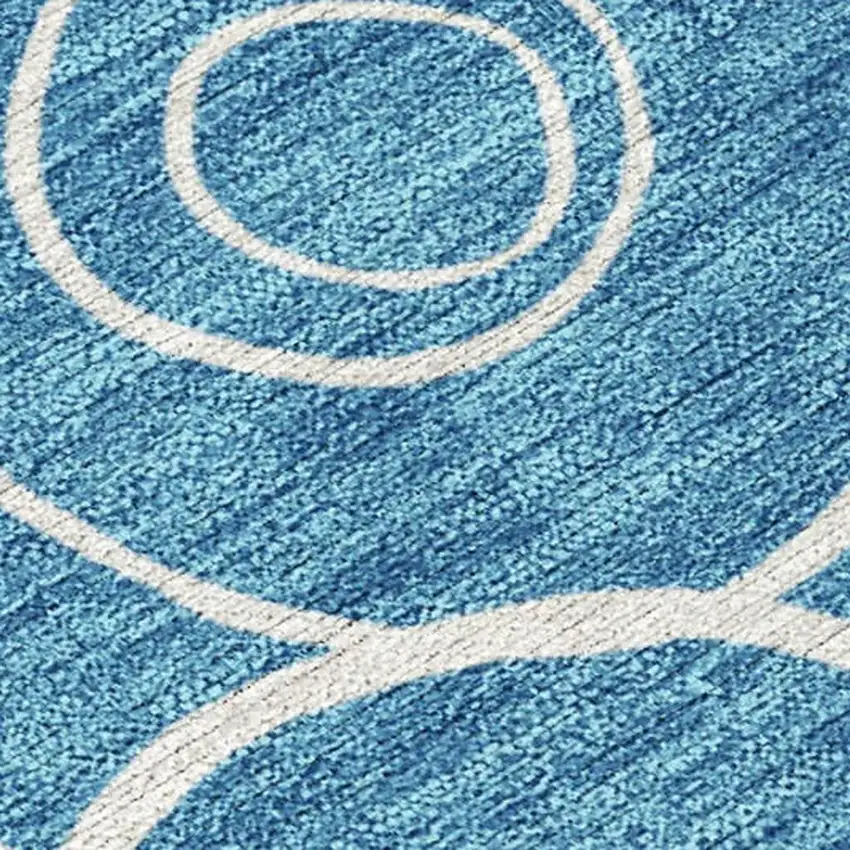 Teal Blue And Ivory Geometric Washable Indoor Outdoor Area Rug Photo 2