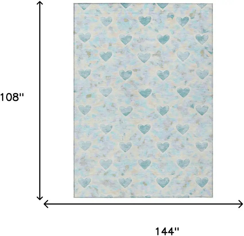 Teal Blue And Ivory Geometric Washable Indoor Outdoor Area Rug Photo 6