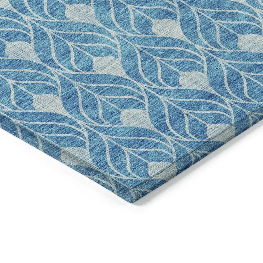 Teal Blue And Ivory Geometric Washable Indoor Outdoor Area Rug Photo 4