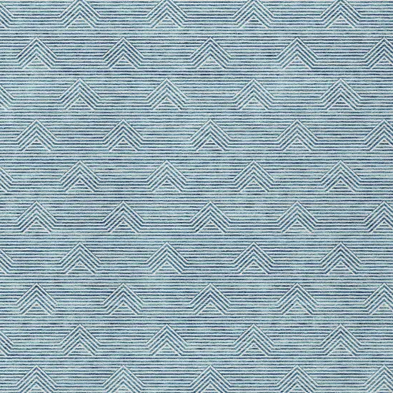 Teal Blue And Ivory Geometric Washable Indoor Outdoor Area Rug Photo 6