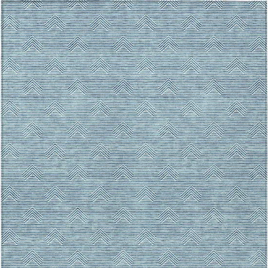 Teal Blue And Ivory Geometric Washable Indoor Outdoor Area Rug Photo 7