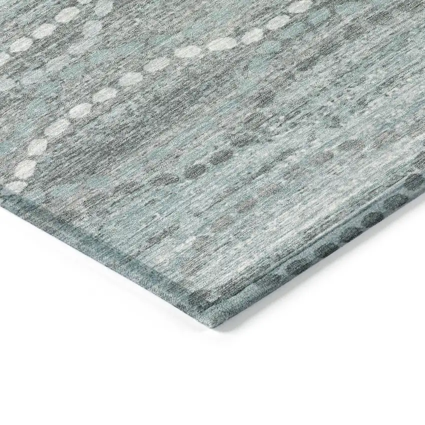 Teal Blue And Ivory Ogee Washable Indoor Outdoor Area Rug Photo 9