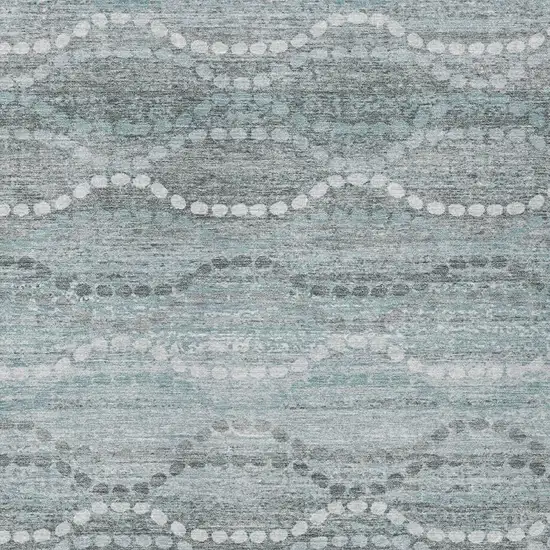 Teal Blue And Ivory Ogee Washable Indoor Outdoor Area Rug Photo 6