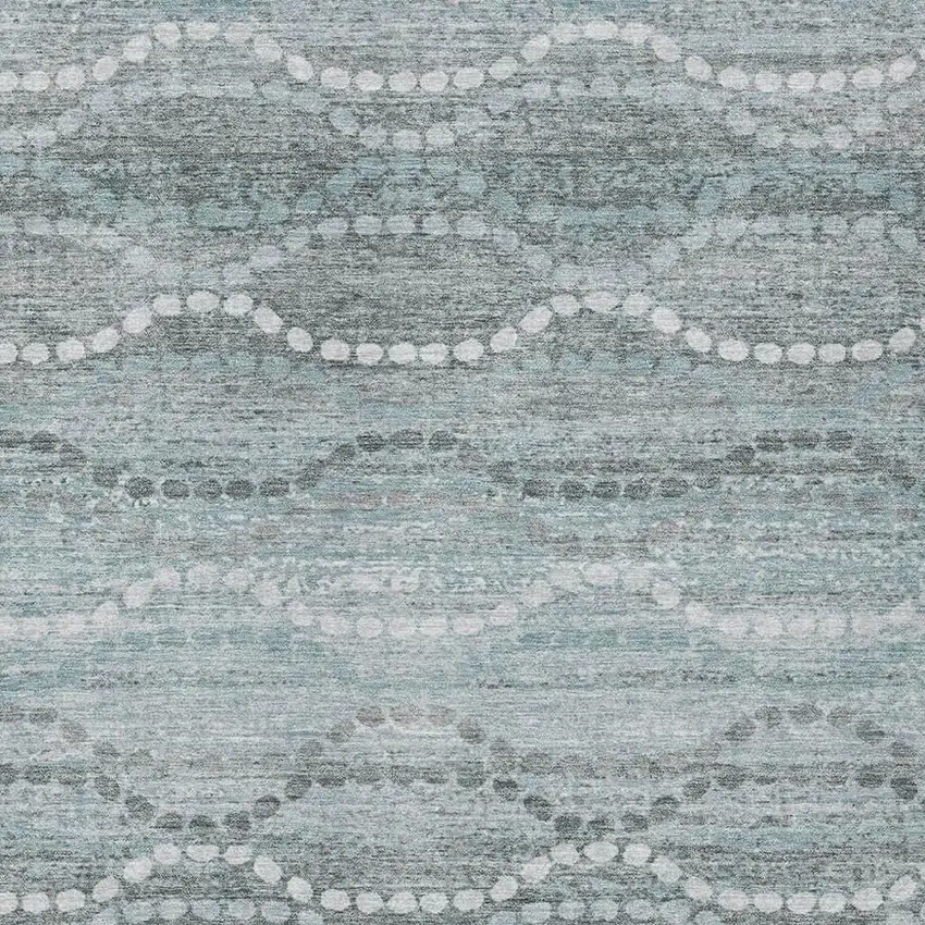 Teal Blue And Ivory Ogee Washable Indoor Outdoor Area Rug Photo 6