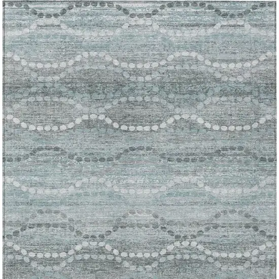 Teal Blue And Ivory Ogee Washable Indoor Outdoor Area Rug Photo 6