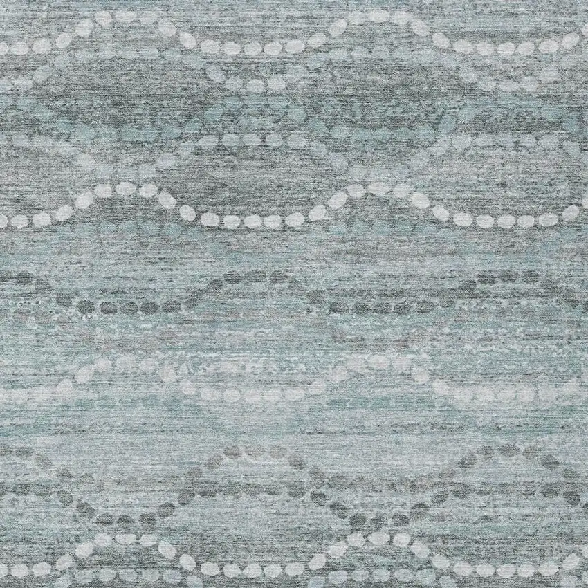 Teal Blue And Ivory Ogee Washable Indoor Outdoor Area Rug Photo 4