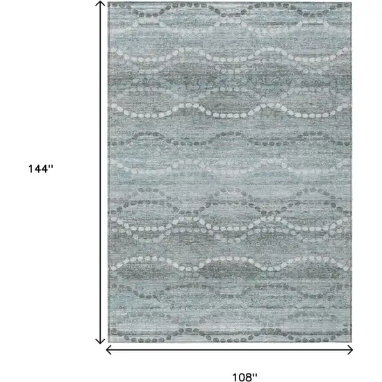 Teal Blue And Ivory Ogee Washable Indoor Outdoor Area Rug Photo 9