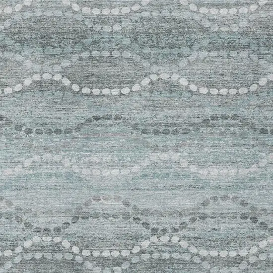 Teal Blue And Ivory Ogee Washable Indoor Outdoor Area Rug Photo 4