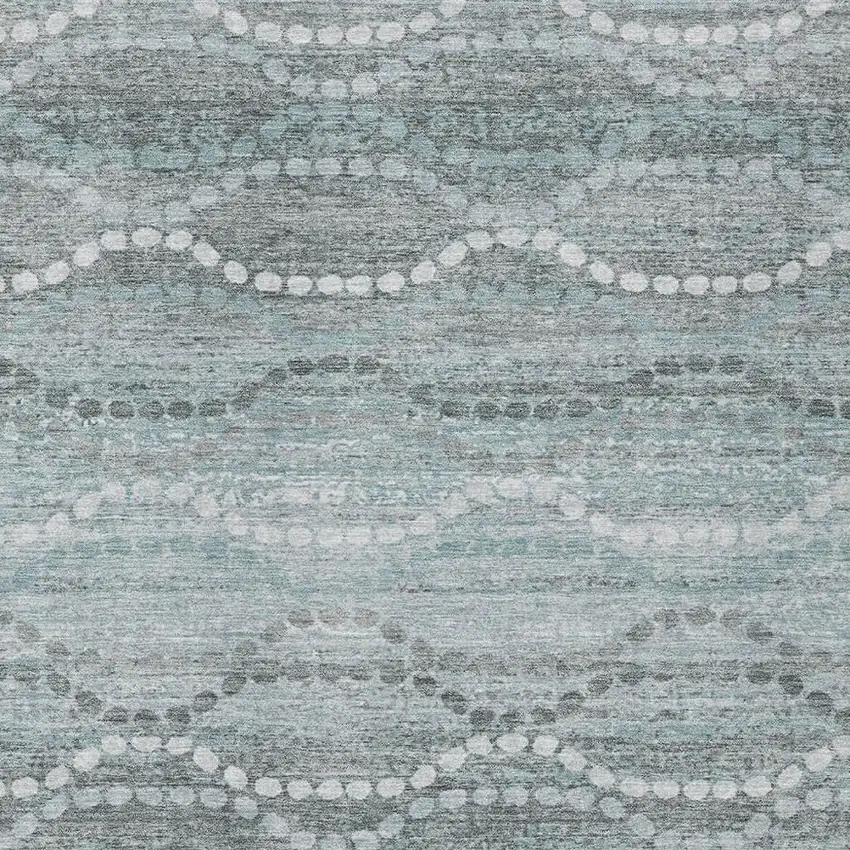 Teal Blue And Ivory Ogee Washable Indoor Outdoor Area Rug Photo 4