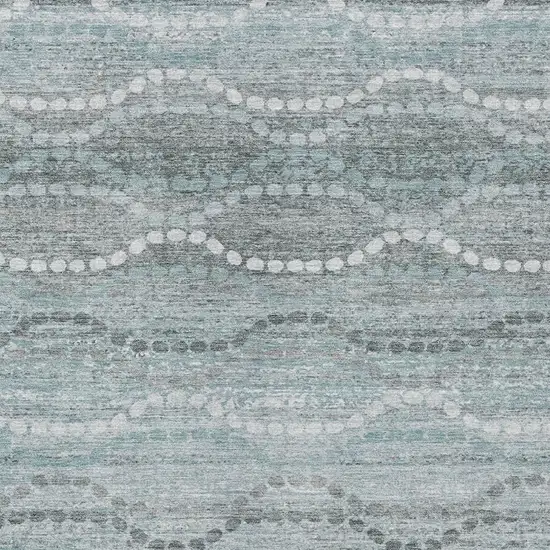 Teal Blue And Ivory Ogee Washable Indoor Outdoor Area Rug Photo 6
